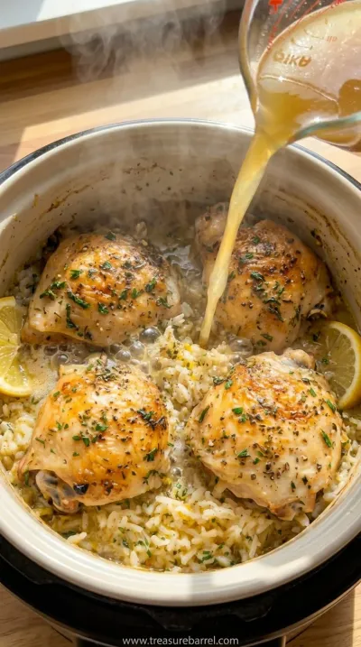 Slow Cooker Lemon Herb Chicken and Rice Recipe - cooking process