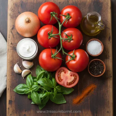 Smoked Tomato Soup with Basil Cream - cooking process
