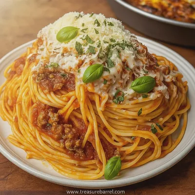 Classic Spaghetti Bolognese With Hearty Meat Sauce - ready to serve