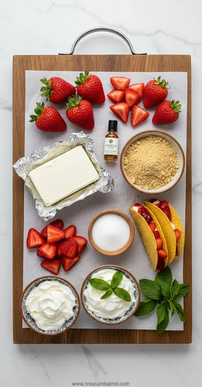 Strawberry Crunch Cheesecake Tacos - cooking process