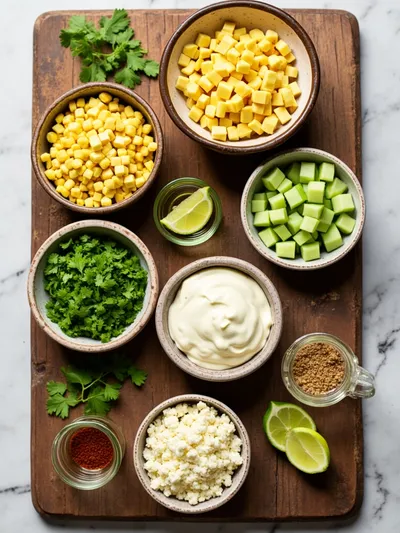 Street Corn Creamy Cucumber Salad – Fresh Twist - ingredients preparation