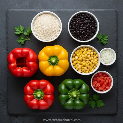 Stuffed Bell Peppers with Rice & Veggies Recipe - ingredients preparation