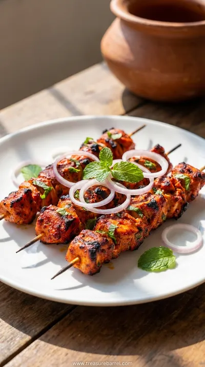 Tandoori Chicken Tikka Skewers: Flavorful Grilled Delight - ready to serve