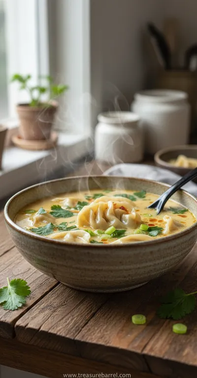 Cozy Thai Potsticker Soup with Flavorful Broth