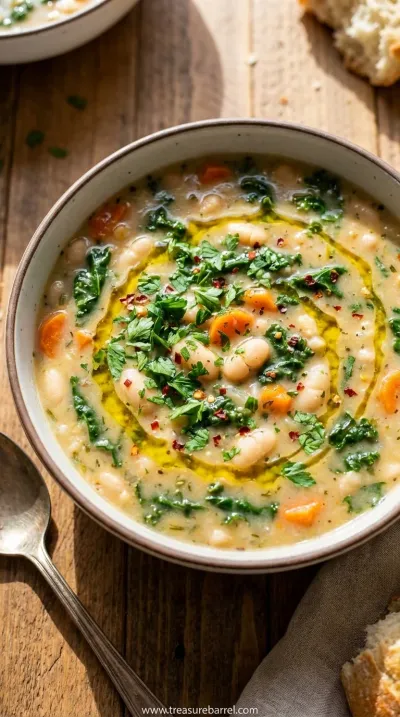 Best Tuscan White Bean Soup - Vegetarian Recipe - ready to serve