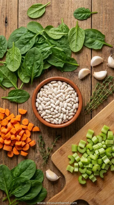 Best Tuscan White Bean Soup - Vegetarian Recipe - ingredients preparation